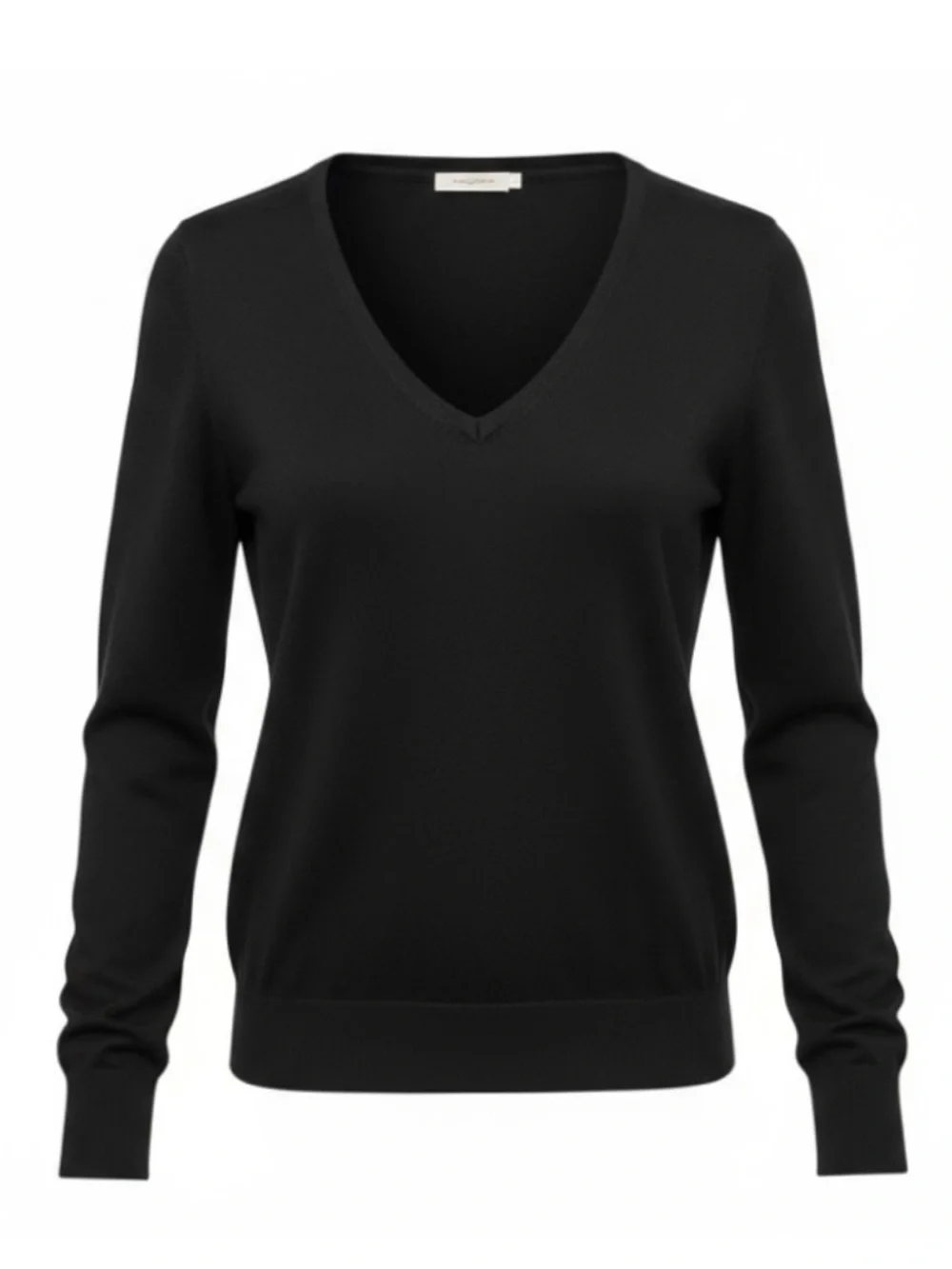 Tory Burch Black 3 in 1 V-Neck Wool Knit Sweater with Removable Collar & Cuffs